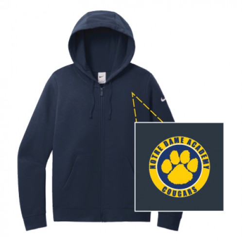 Nike Women's Club Fleece Sleeve Swoosh Full-Zip Hoodie (Navy)